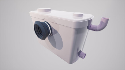 Toilet Pump Shredder. Rendered in 3D. A waste shredder, and sewer debris, which is connected to the toilet drain, commonly referred to as a waste grinder.