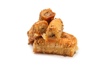 Delicious sweet baklava isolated on white background.