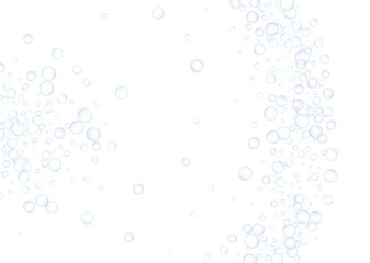 Fototapeta na wymiar Soap bubbles flew randomly on a white background. Vector