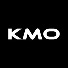 KMO letter logo design with black background in illustrator, vector logo modern alphabet font overlap style. calligraphy designs for logo, Poster, Invitation, etc.