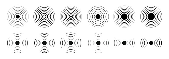 Set of radar icon. Sonar waves icon. Vector illustration - obrazy, fototapety, plakaty