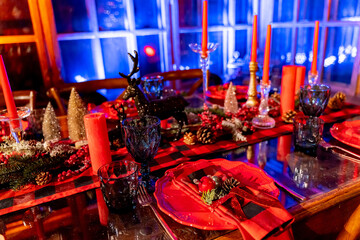 Celebration new year design. Indoor christmas house interior.