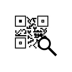 QR code and magnifier icon. Search by qr code sign eps ten
