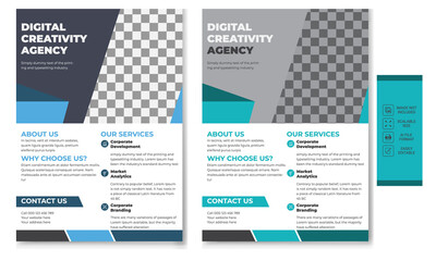 Business flyer brochure design for marketing business.  The corporate flyer, the corporate banner, and the corporate leaflet. Layout with triangles in graphic design