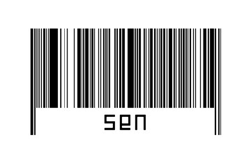Barcode on white background with inscription sen below © iushakovsky