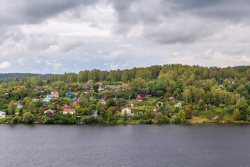 Village on the banks of the Volga river, Russia