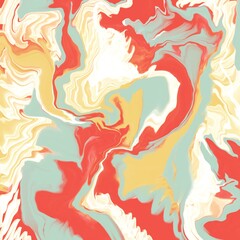 Zeitgenössische Zusammenfassung des flüssigen Wirbels. Geometric spiral, swirl, twirl in blau ,rot und Senf gelb . Perfekt für Hintergrund von Webseiten und design Elemente. Trendy Farben.