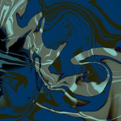 Zeitgenössische Zusammenfassung des flüssigen Wirbels. Geometric spiral, swirl, twirl in blau , salbeigrün und Holographie. Perfekt für Hintergrund von Webseiten und design Elemente. Trendy Farben.