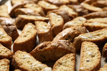 Traditional Italian almond biscuits (Cantucci), closeup view