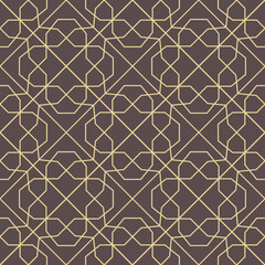 Seamless vector brown and golden ornament in arabian style. Geometric abstract background. Pattern for wallpapers and backgrounds