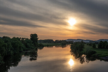 Landscape on river Weser, Germany ..