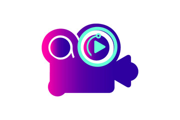 Video player flat logo design. Music player and video player icon