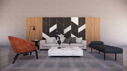 modern living room / 3d rendering .