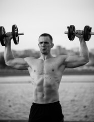 muscle man outdoor (black and white)