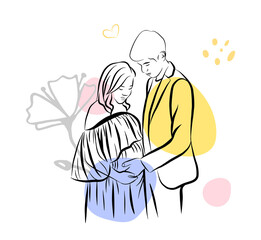 couple pregnant women and man in love