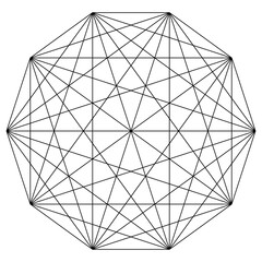 Geometric polygone element with angles drawn. Intersected lines star shape grid, mesh