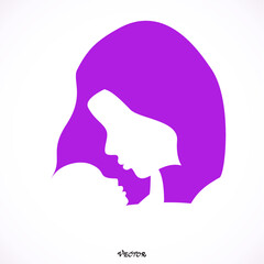 muslim mother and baby stylized vector symbol. Icon Isolated on White Background. Flat style. 