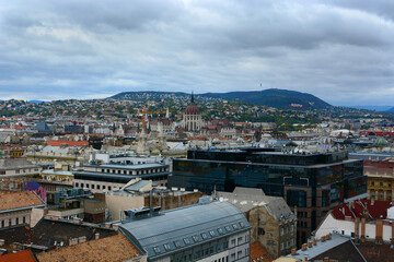 Stormy cityscape of Budapest, Hungary. View of a large ancient European city.