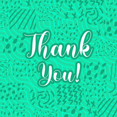 Thank You Card. Hand Written Lettering for Title, Heading, Photo Overlay, Wedding Invitation, Thank You Message.