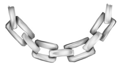 Digital illustration. Silver chain. Jewelry decoration. Isolated on a white background.