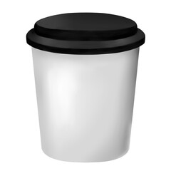 Digital illustration. Disposable paper cup for coffee, cappuccino, americano, latte, tea. Dishes for a drink. Isolated on a white background.