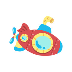 Isolated submarine toy icon. Sea life vector