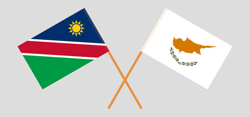 Crossed flags of Namibia and Cyprus. Official colors. Correct proportion