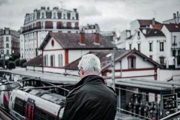 Paris, France 07-01-2021: a man gets off towards his train