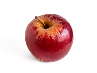 Fototapeta na wymiar An apple with a shiny red skin on a white background