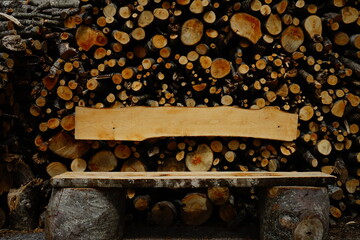 Hut wood rustic bench