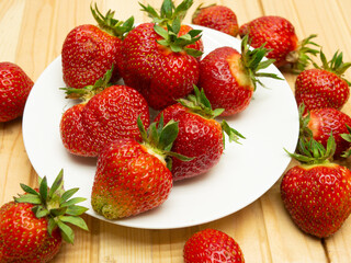Strawberries in a white plate
