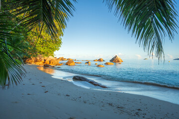 tropical beach anse lazio on praslin on the seychelles