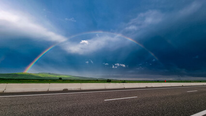 rainbow over the road