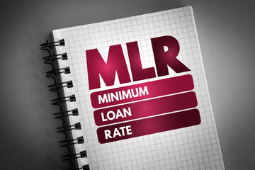 MLR - Minimum Loan Rate acronym on notepad, business concept background