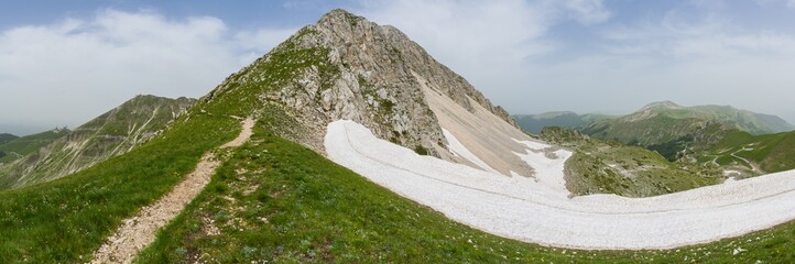 Terminillo mountain summit view on a summer trekking day, Rieti, Lazio, Italy