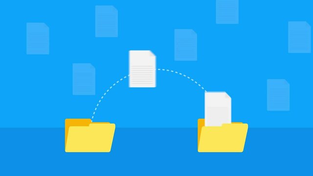 Modern flat icon with file transfer on white background. Motion graphics.