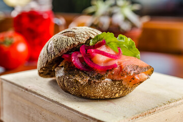 Perfect Salmon Gravlax Sandwich Homemade Bread Baker Bakery Lunch Food Restaurant