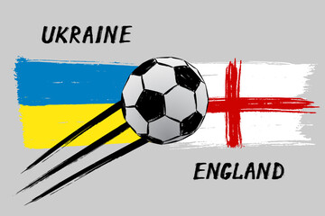Flags of Ukrane And England - Icon for football championship qualify - Grunge