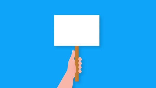 Empty placard hand, great design for any purposes. Motion graphics. Web design.