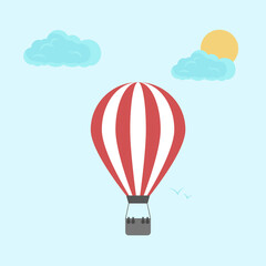 Fototapeta premium Hot air balloon in the sky. Vector illustration, flat style