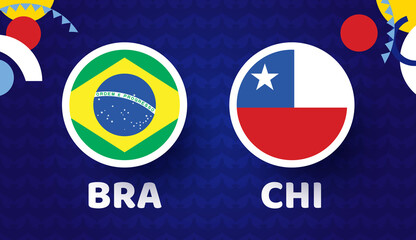 Brazil vs Chile match vector illustration Football Copa America 2021 championship