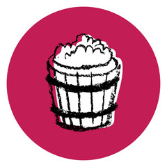 Bunch grape circle sign in vector for homemade wine logo, winemaking banner, label of organic wines, wine tasting poster. Wine-themed vector illustration. Monochrome hand-drawn grape. Ink doodle icon.