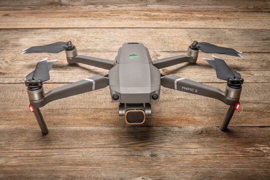 DJI Mavic 2 pro with ND filter on a camera, an advanced prosumer folding drone ready for take off.