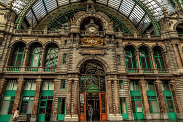 Antwerpen, Belgium, 9 september 2018. Interior of the monumental Central Railway Station in Antwerp...