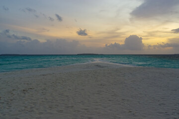 the sandy coast of a coral island in the Indian Ocean