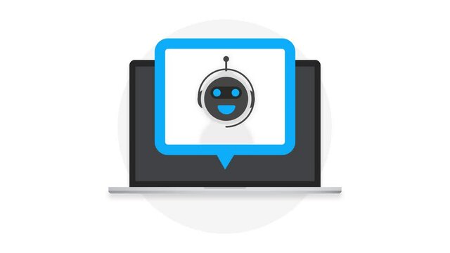 Chatbot icon concept, chat bot or chatterbot. Robot Virtual Assistance Of Website Or Mobile Applications. Motion graphics.
