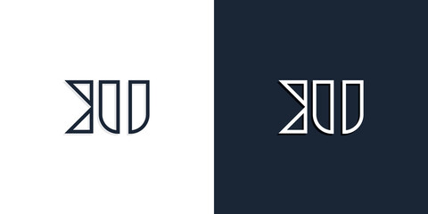 Abstract line art initial letters KU logo.