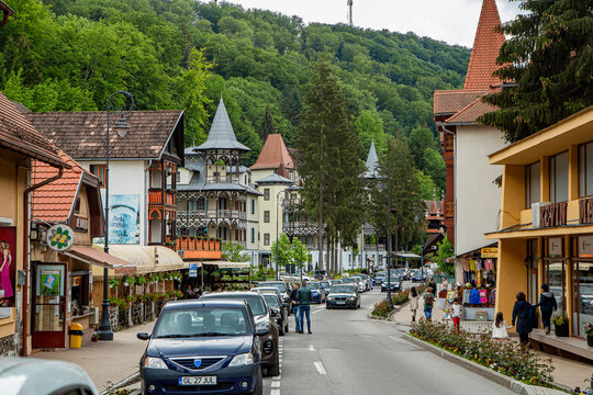  Street view in Sovata resort   Transylvania,  Romania. 