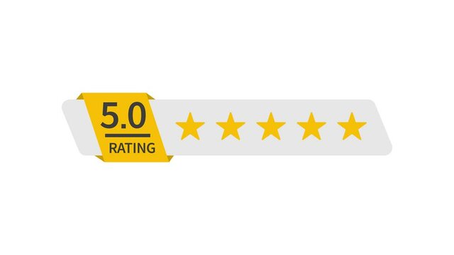 Stars rating. Customer review with gold star icon. Motion graphics.