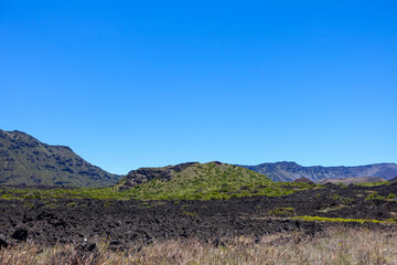 Hiking in the crater / Dormant volcano, Haleakala National Park, Maui island, Hawaii